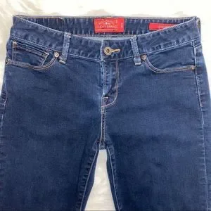 Jean Femme Lucky Brand Délavé Foncé - Capri Taille 6/28, Longueur 20" - Denim, Occasion Très Bon état
